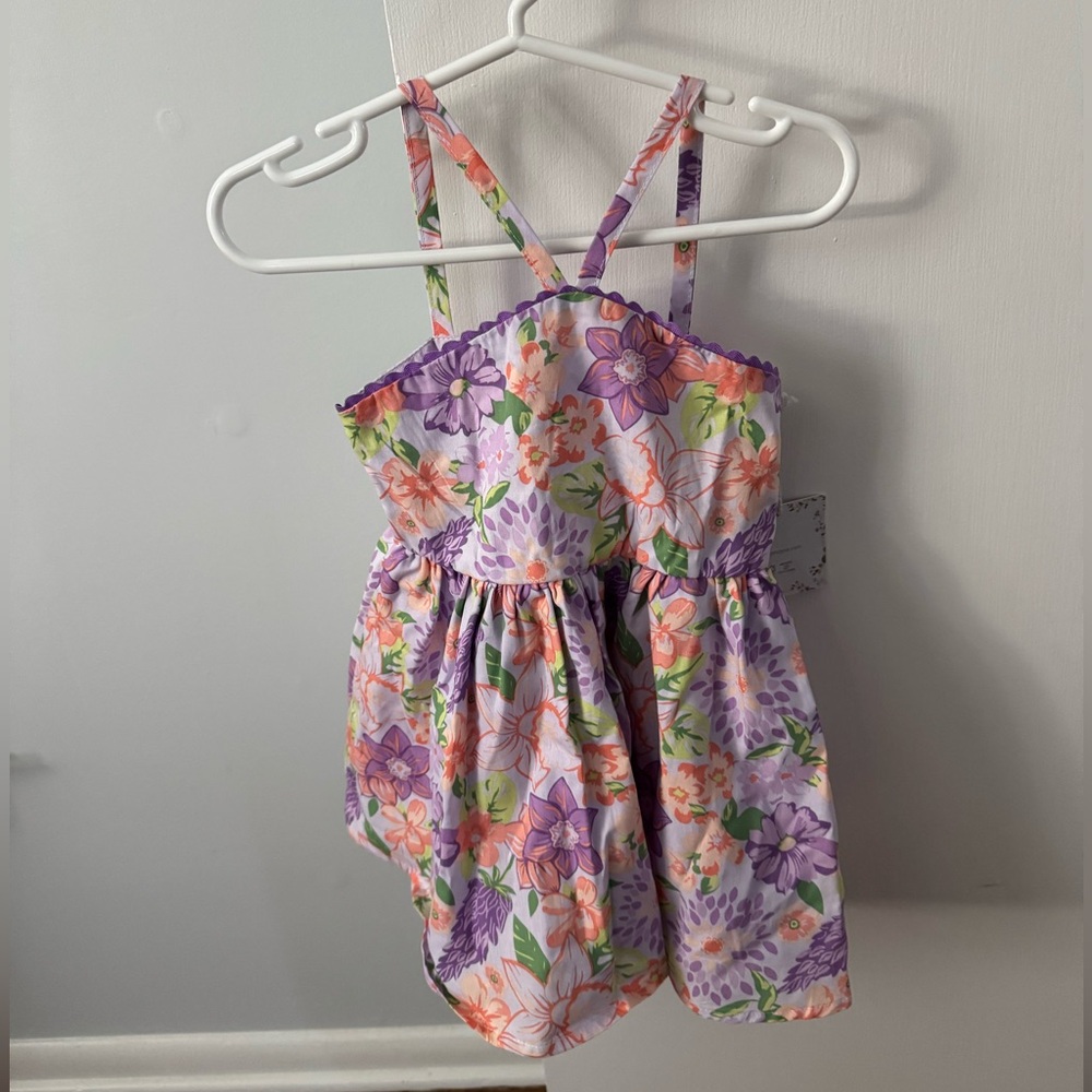 Haute Hippie Toddler Girl Purple Floral Dress 18 Months NWT